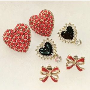 Bundle of 3 Heart and Bow Earrings